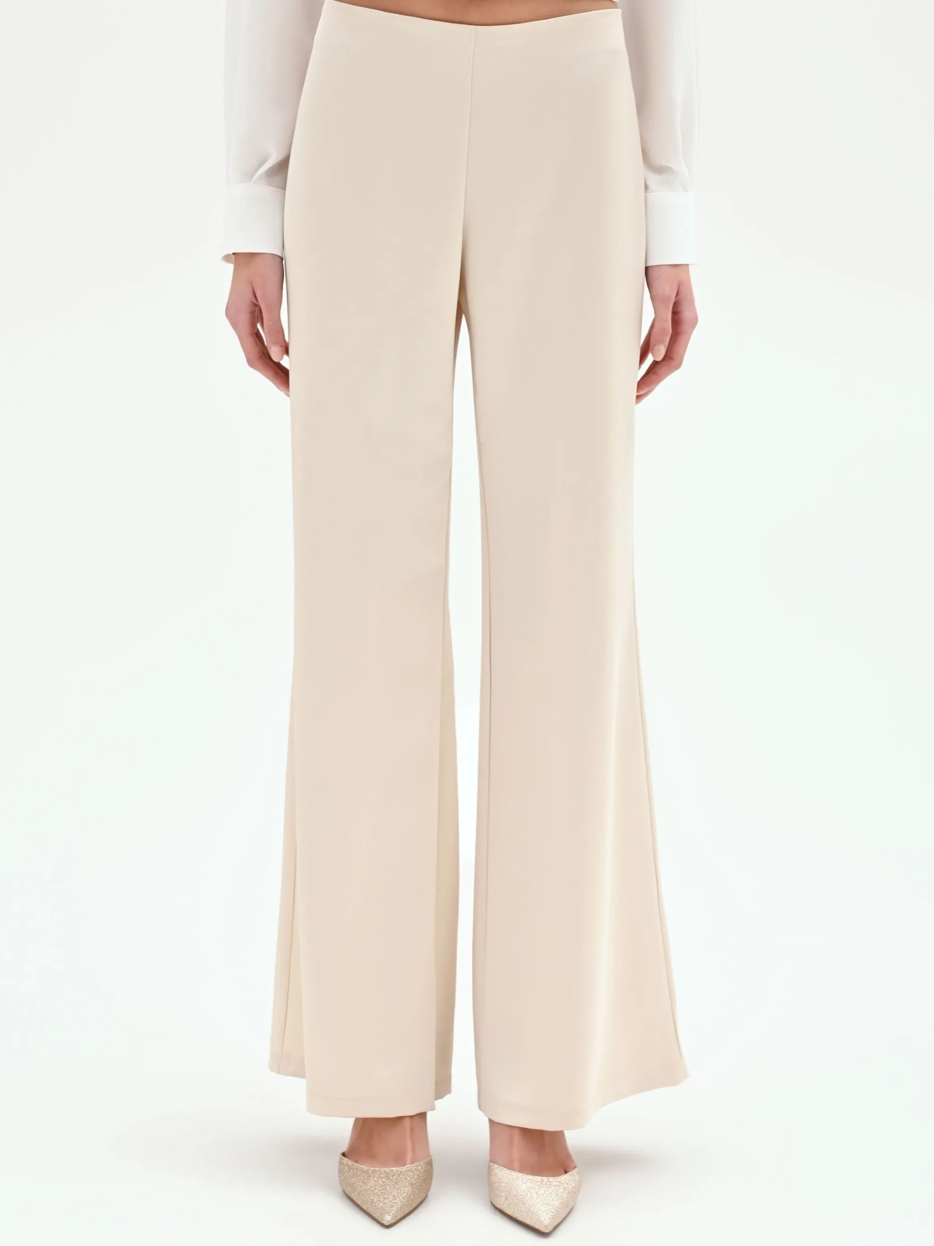 PANTALONE A PALAZZO IN RASO BEIGE CHIARO
