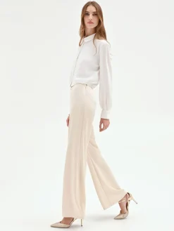 PANTALONE A PALAZZO IN RASO BEIGE CHIARO