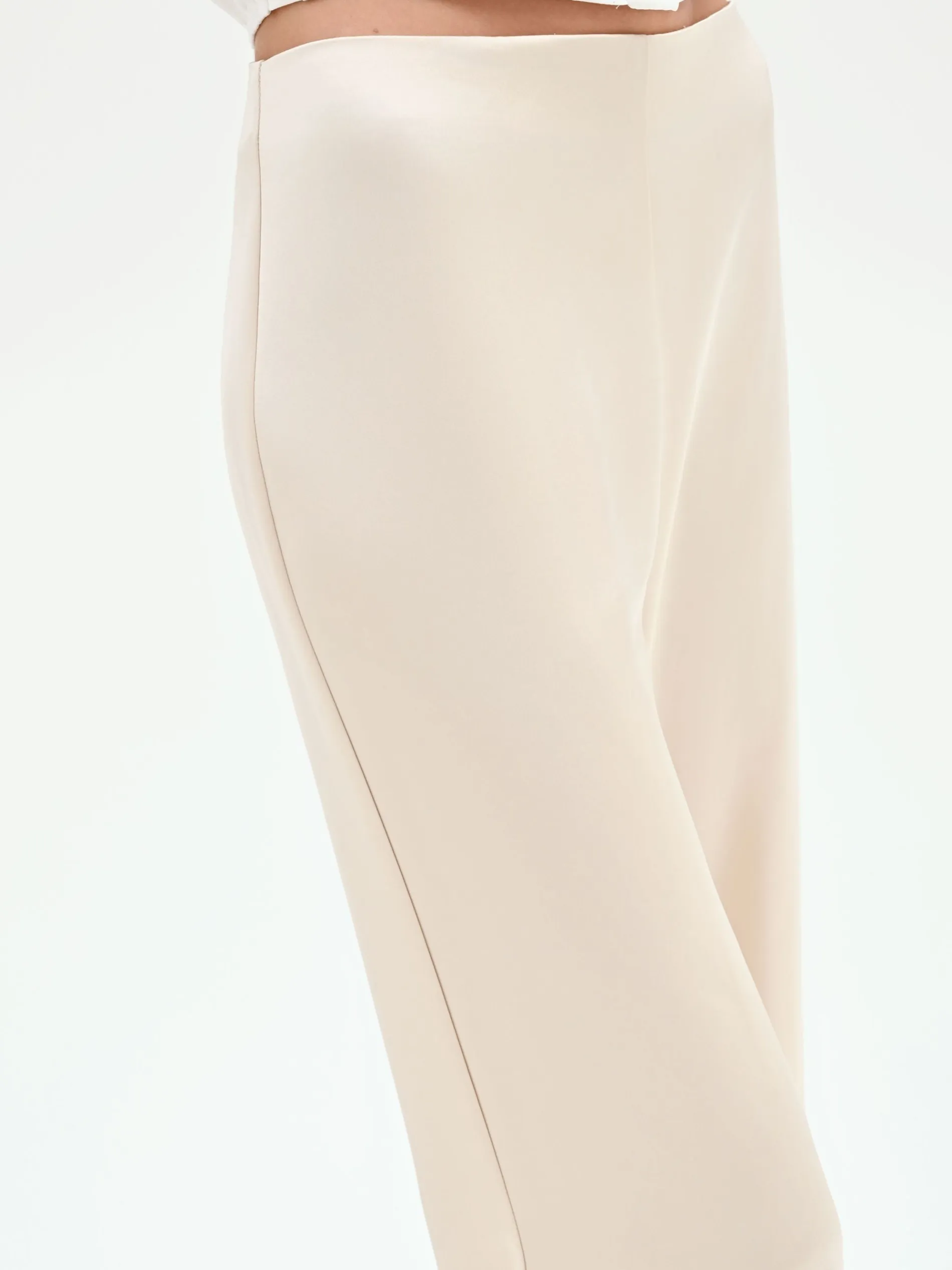 PANTALONE A PALAZZO IN RASO BEIGE CHIARO