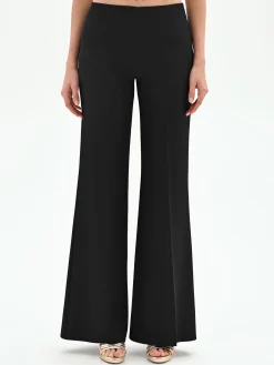 PANTALONE A PALAZZO NERO CON PIEGA STIRATA