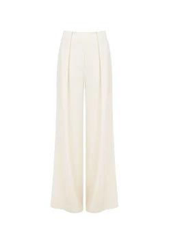 PANTALONE A PALAZZO PANNA BIANCO CON PIEGHE