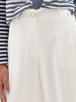 PANTALONE A PALAZZO PANNA BIANCO CON PIEGA CENTRALE