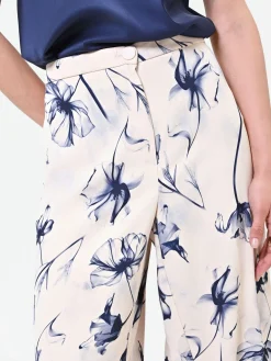 PANTALONE A PALAZZO STAMPA FLOREALE BLU NAVY