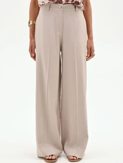 PANTALONE A PALAZZO TORTORA BEIGE CON PIEGA STIRATA