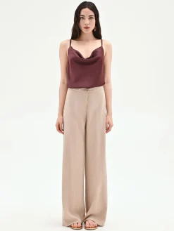 PANTALONE A PALAZZO TORTORA BEIGE IN VISCOSA