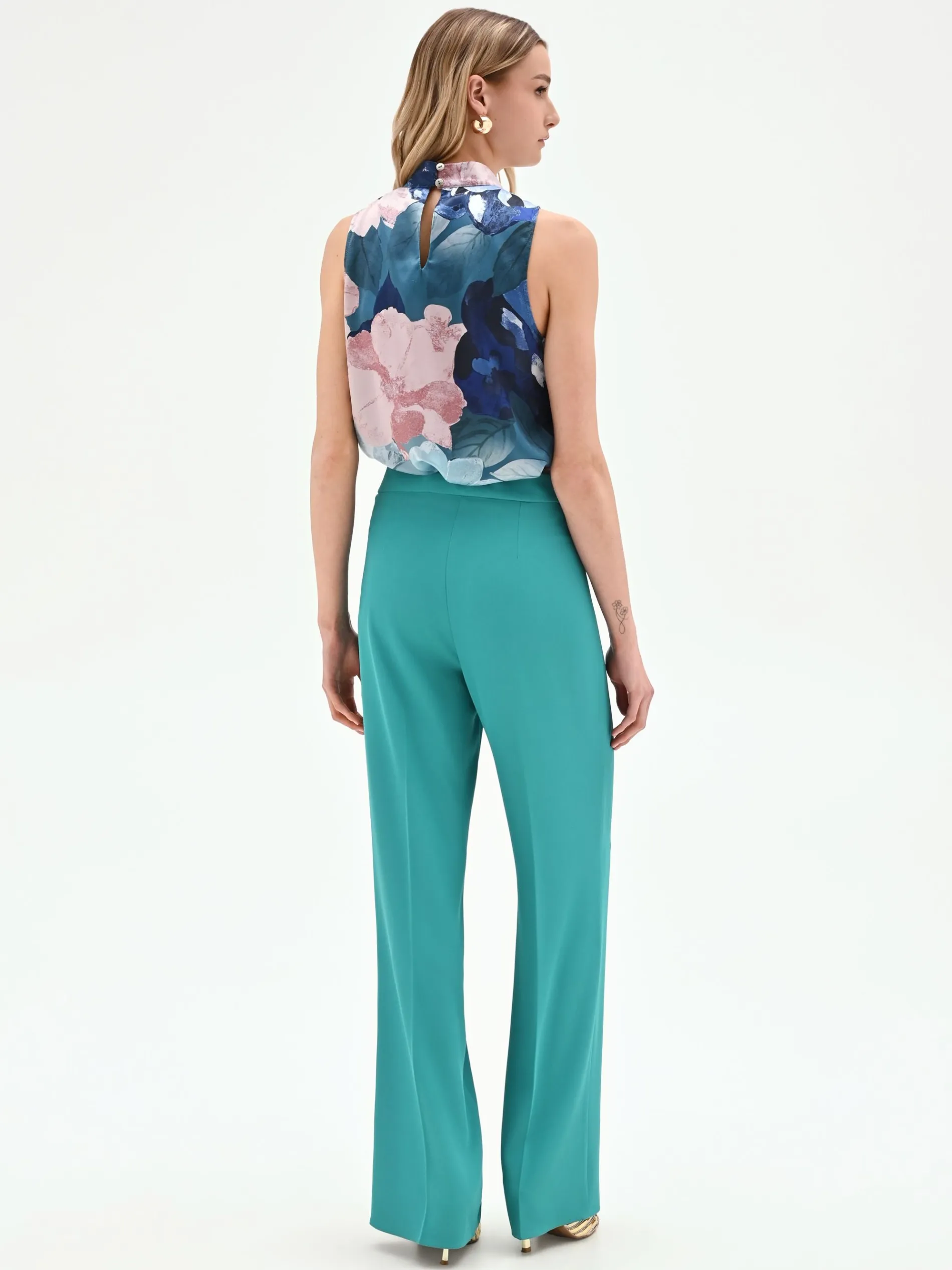 PANTALONE A PALAZZO TURCHESE AZZURRO
