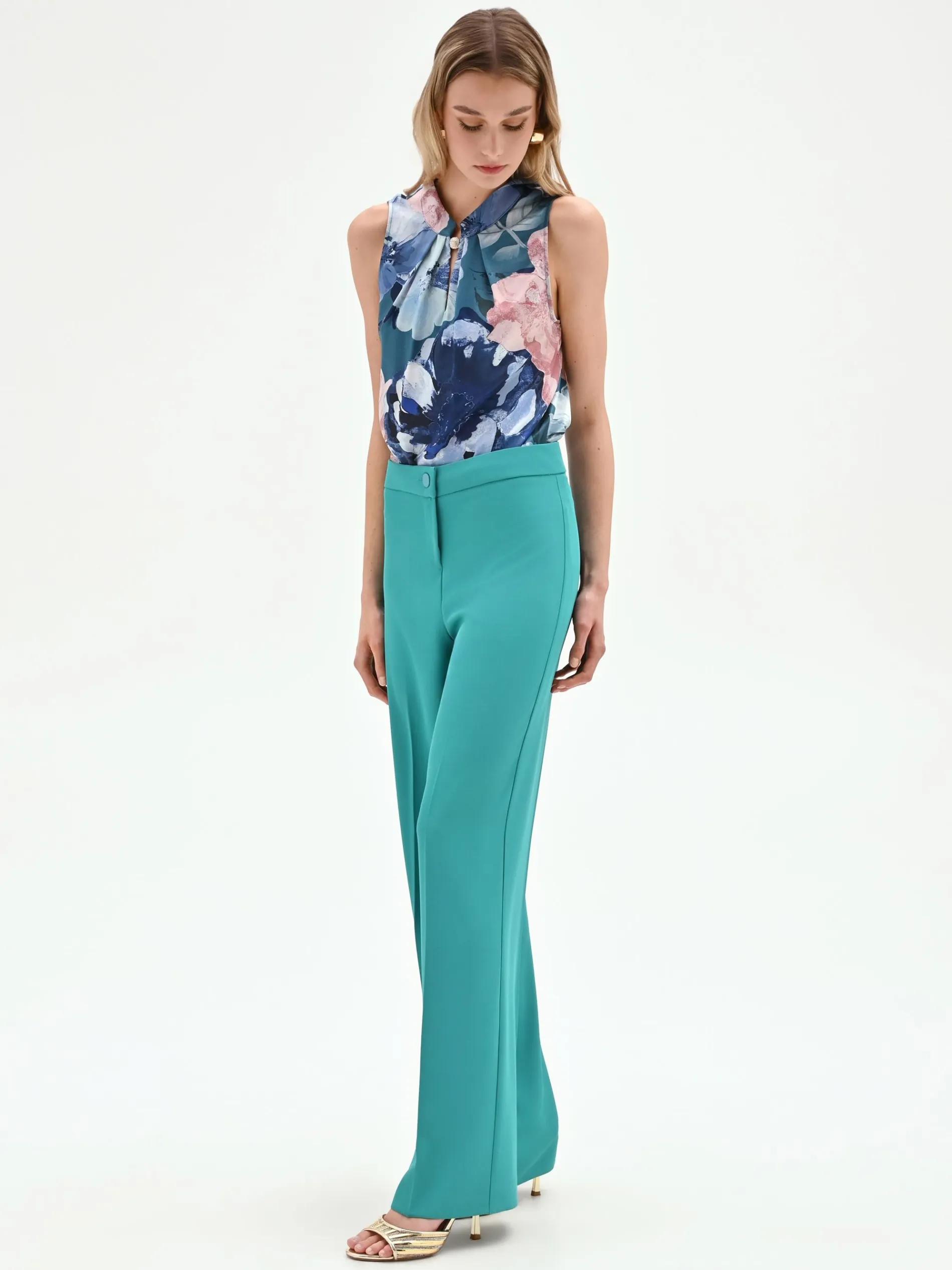 PANTALONE A PALAZZO TURCHESE AZZURRO