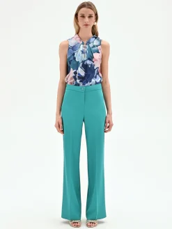 PANTALONE A PALAZZO TURCHESE AZZURRO