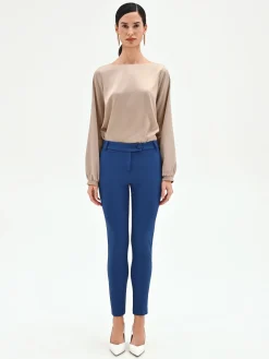 PANTALONE A SIGARETTA BLU BRILLANTE