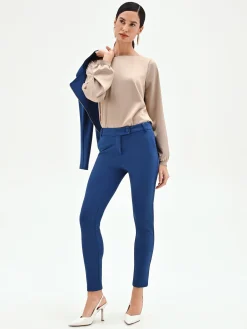 PANTALONE A SIGARETTA BLU BRILLANTE