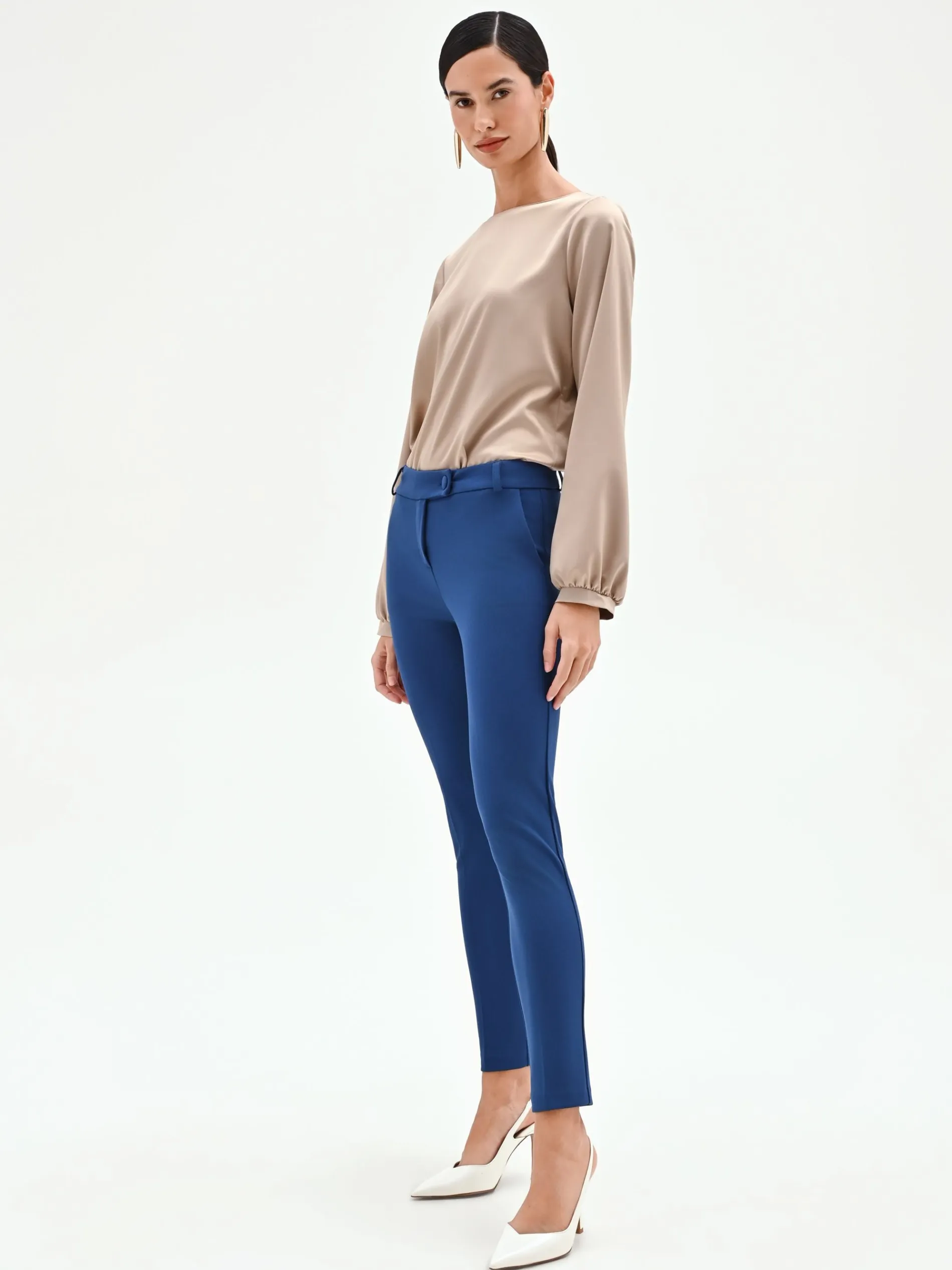 PANTALONE A SIGARETTA BLU BRILLANTE