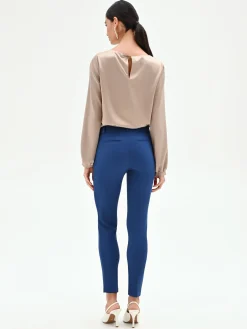 PANTALONE A SIGARETTA BLU BRILLANTE