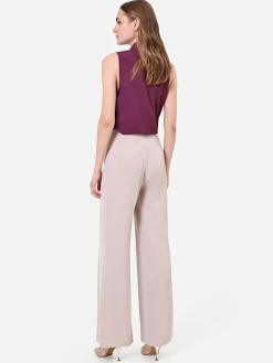 PANTALONE ASIMMETRICO FLUIDO TORTORA BEIGE