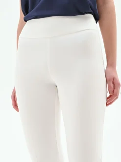 PANTALONE A ZAMPA BIANCO IN TESSUTO TECNICO