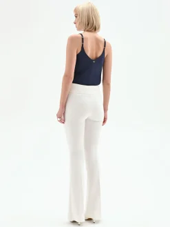 PANTALONE A ZAMPA BIANCO IN TESSUTO TECNICO