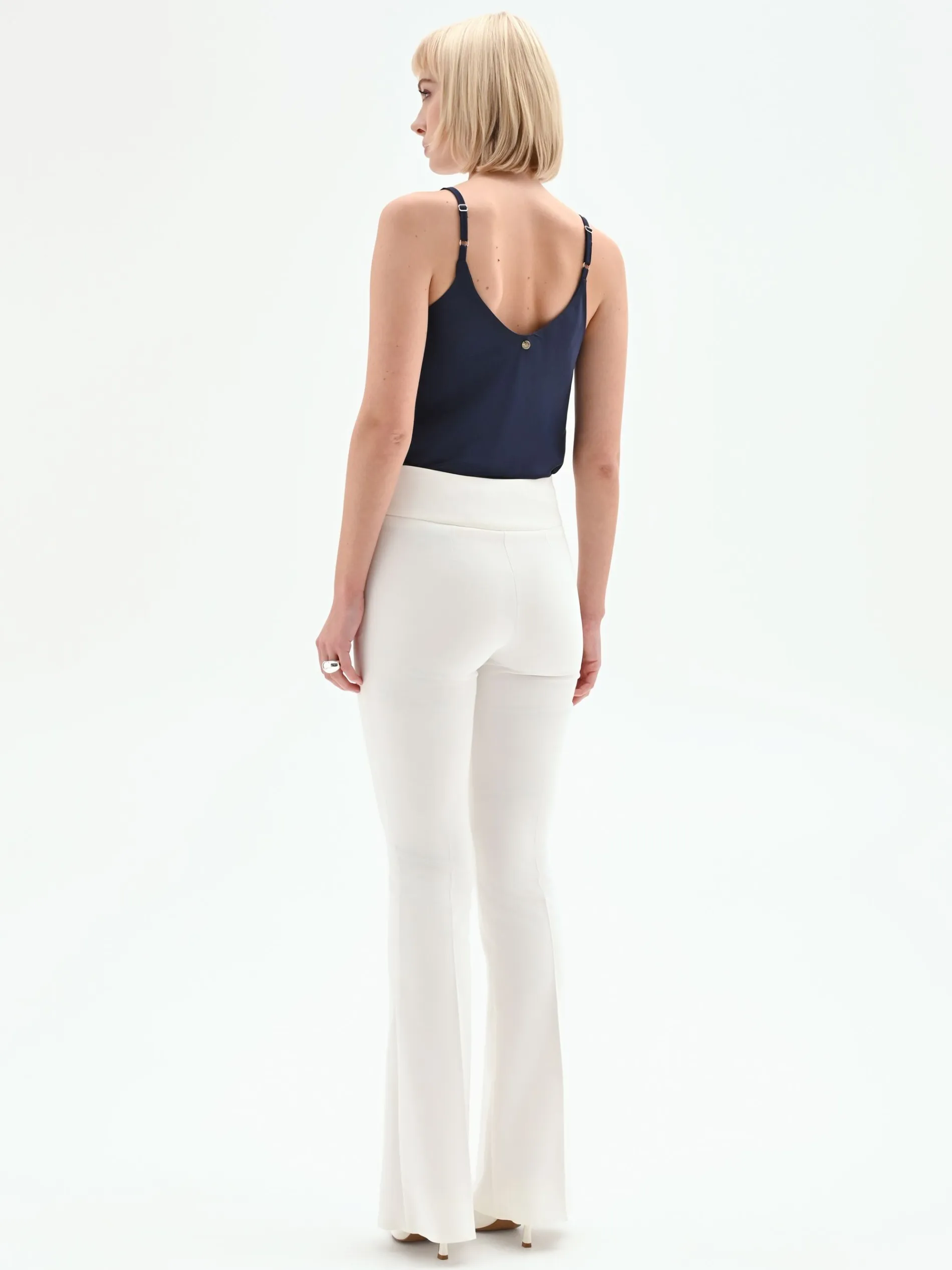 PANTALONE A ZAMPA BIANCO IN TESSUTO TECNICO