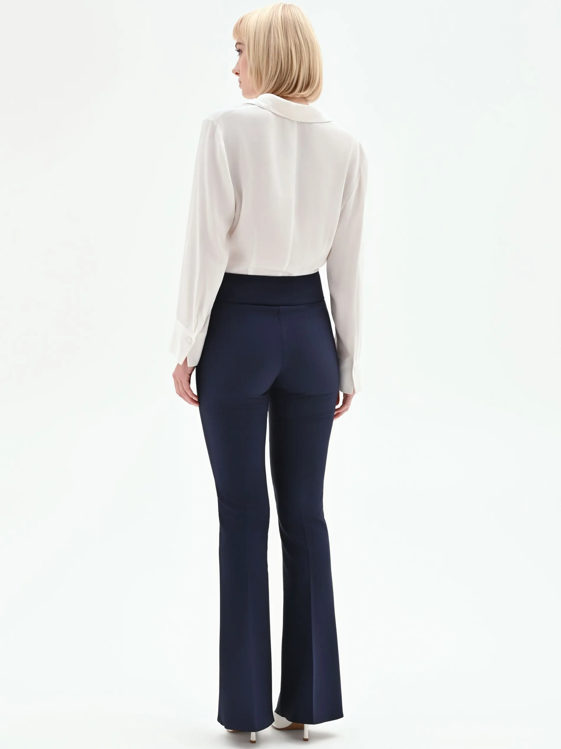 PANTALONE A ZAMPA BLU IN TESSUTO TECNICO