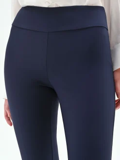 PANTALONE A ZAMPA BLU IN TESSUTO TECNICO