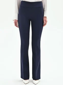 PANTALONE A ZAMPA BLU IN TESSUTO TECNICO