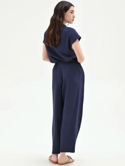 PANTALONE BLU NAVY FLUIDO CON COULISSE