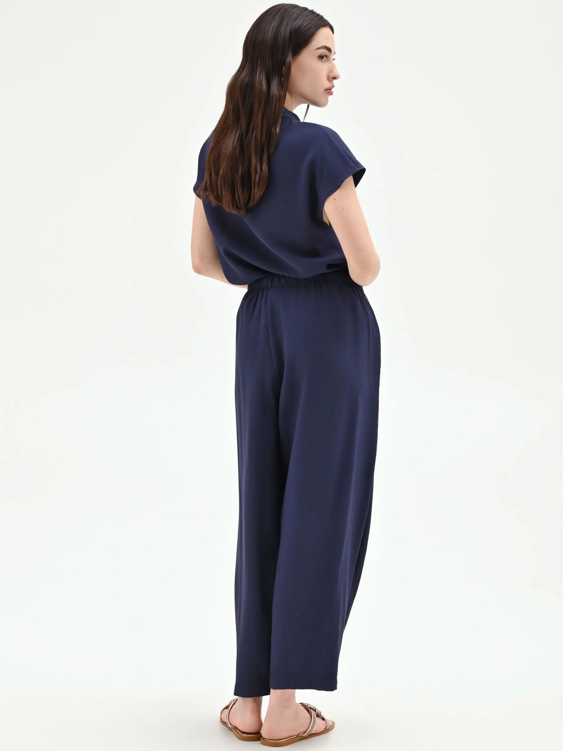 PANTALONE BLU NAVY FLUIDO CON COULISSE