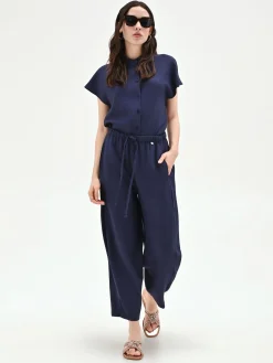 PANTALONE BLU NAVY FLUIDO CON COULISSE