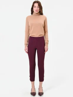 PANTALONE BORDEAUX CROPPED CON BOTTONI AL FONDO
