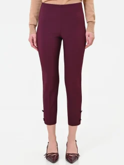 PANTALONE BORDEAUX CROPPED CON BOTTONI AL FONDO
