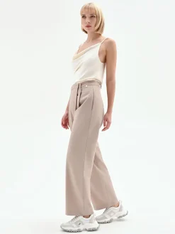 PANTALONE CARROT FIT TORTORA BEIGE A PORTAFOGLIO