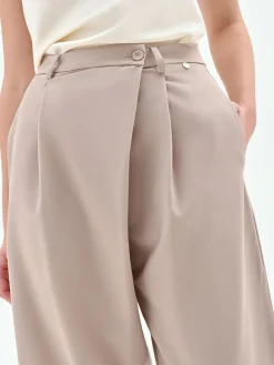 PANTALONE CARROT FIT TORTORA BEIGE A PORTAFOGLIO