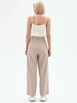 PANTALONE CARROT FIT TORTORA BEIGE A PORTAFOGLIO