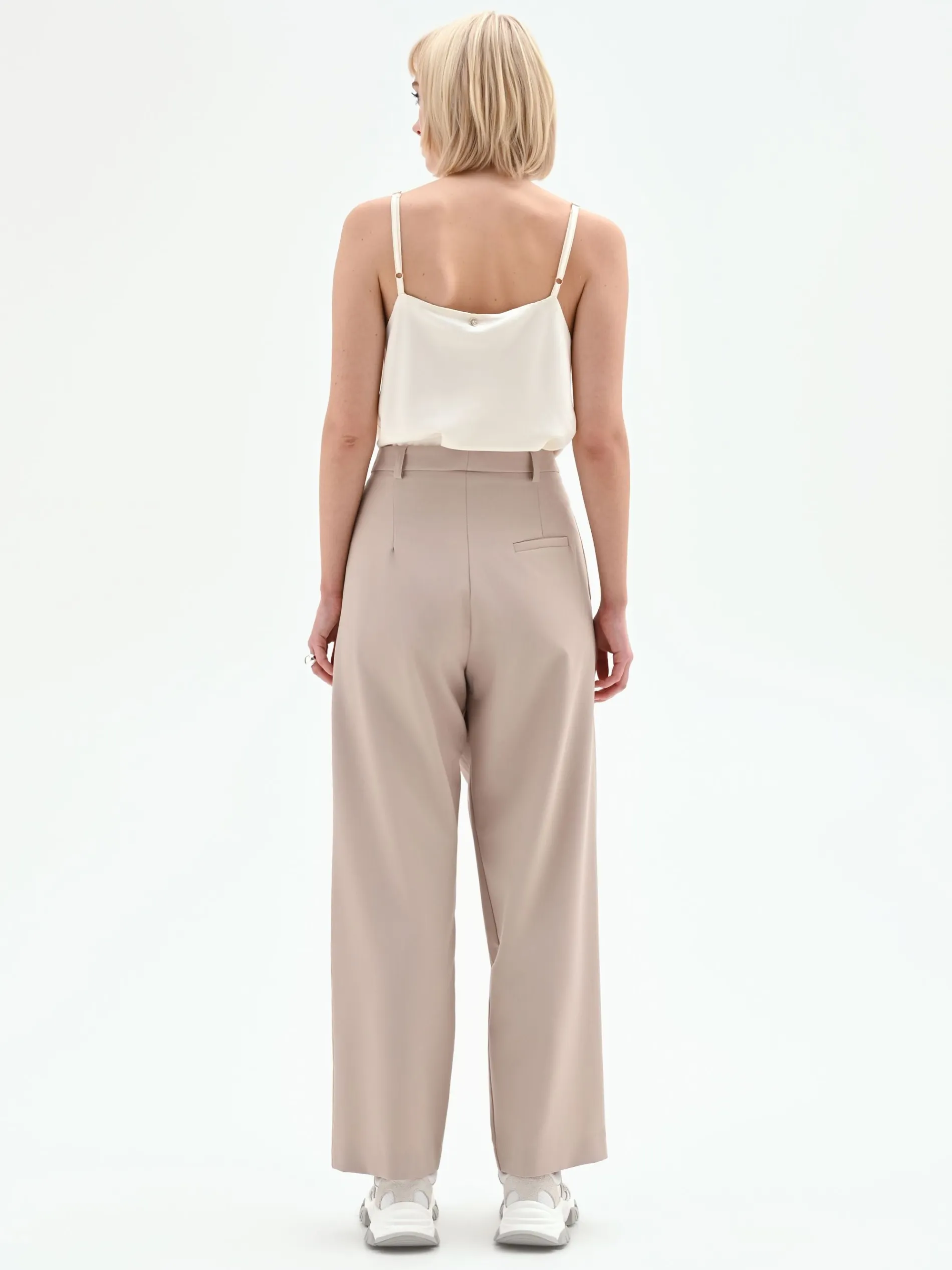 PANTALONE CARROT FIT TORTORA BEIGE A PORTAFOGLIO