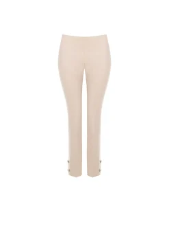 PANTALONE CROPPED TORTORA BEIGE CON BOTTONI AL FONDO