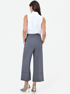 PANTALONE CULOTTE GRIGIO CON RISVOLTO ALTO