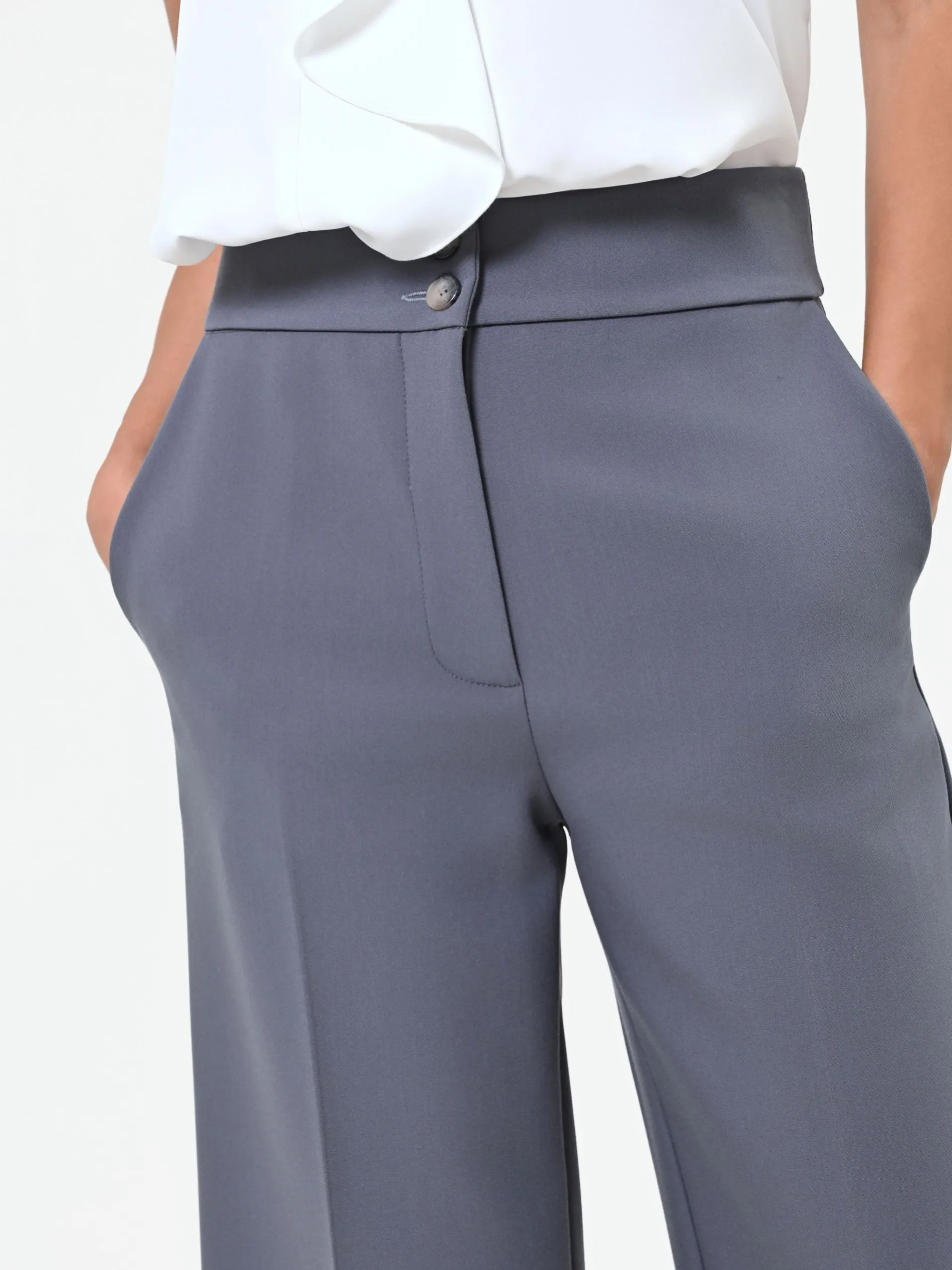 PANTALONE CULOTTE GRIGIO CON RISVOLTO ALTO