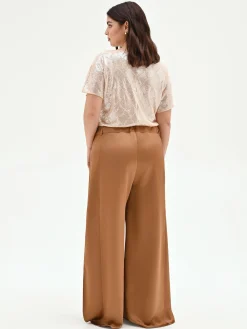 PANTALONE CURVY A PALAZZO MARRONE BRONZO