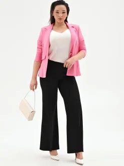 PANTALONE CURVY NERO A PALAZZO IN SCUBA CRÈPE