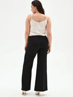 PANTALONE CURVY NERO A PALAZZO IN SCUBA CRÈPE