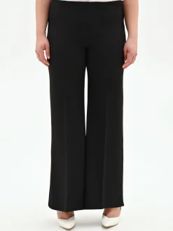 PANTALONE CURVY NERO A PALAZZO IN SCUBA CRÈPE