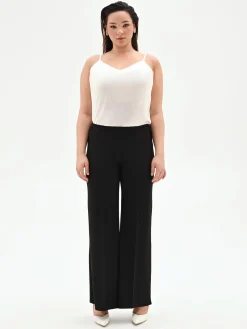 PANTALONE CURVY NERO A PALAZZO IN SCUBA CRÈPE