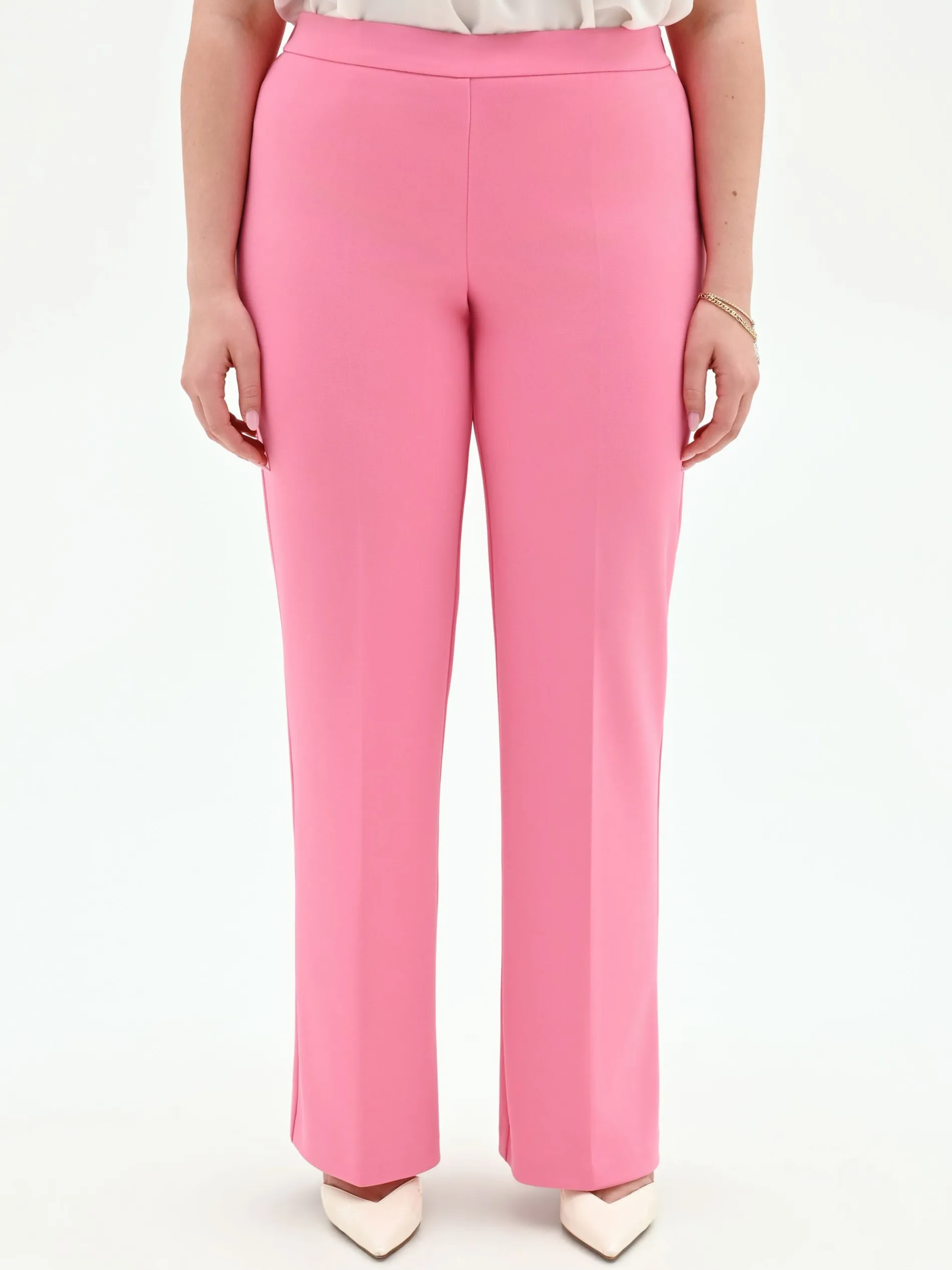 PANTALONE CURVY ROSA A VITA ALTA IN SCUBA CRÈPE