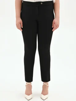 PANTALONE CURVY SKINNY NERO IN SCUBA MANO CRÈPE