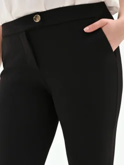 PANTALONE CURVY SKINNY NERO IN SCUBA MANO CRÈPE