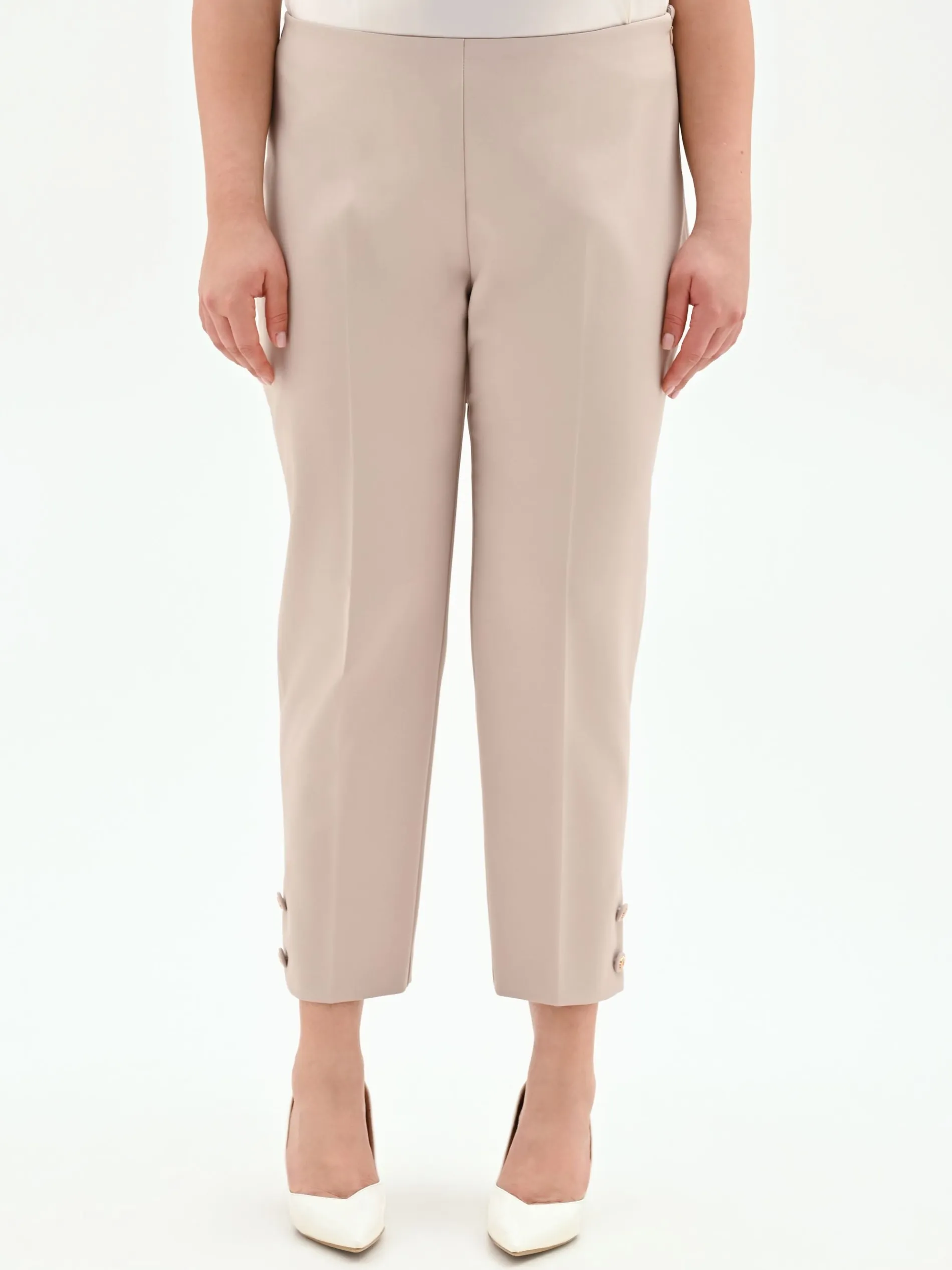 PANTALONE CURVY TORTORA BEIGE IN TESSUTO TECNICO