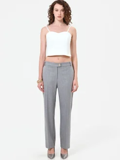 PANTALONE GESSATO GRIGIO CHIARO