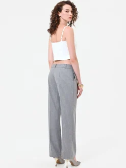 PANTALONE GESSATO GRIGIO CHIARO