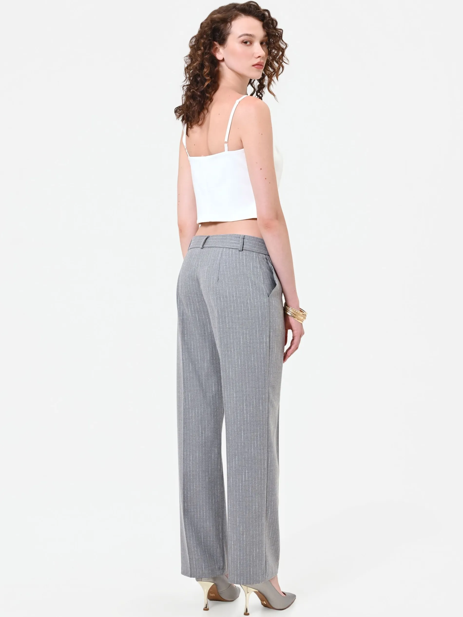 PANTALONE GESSATO GRIGIO CHIARO