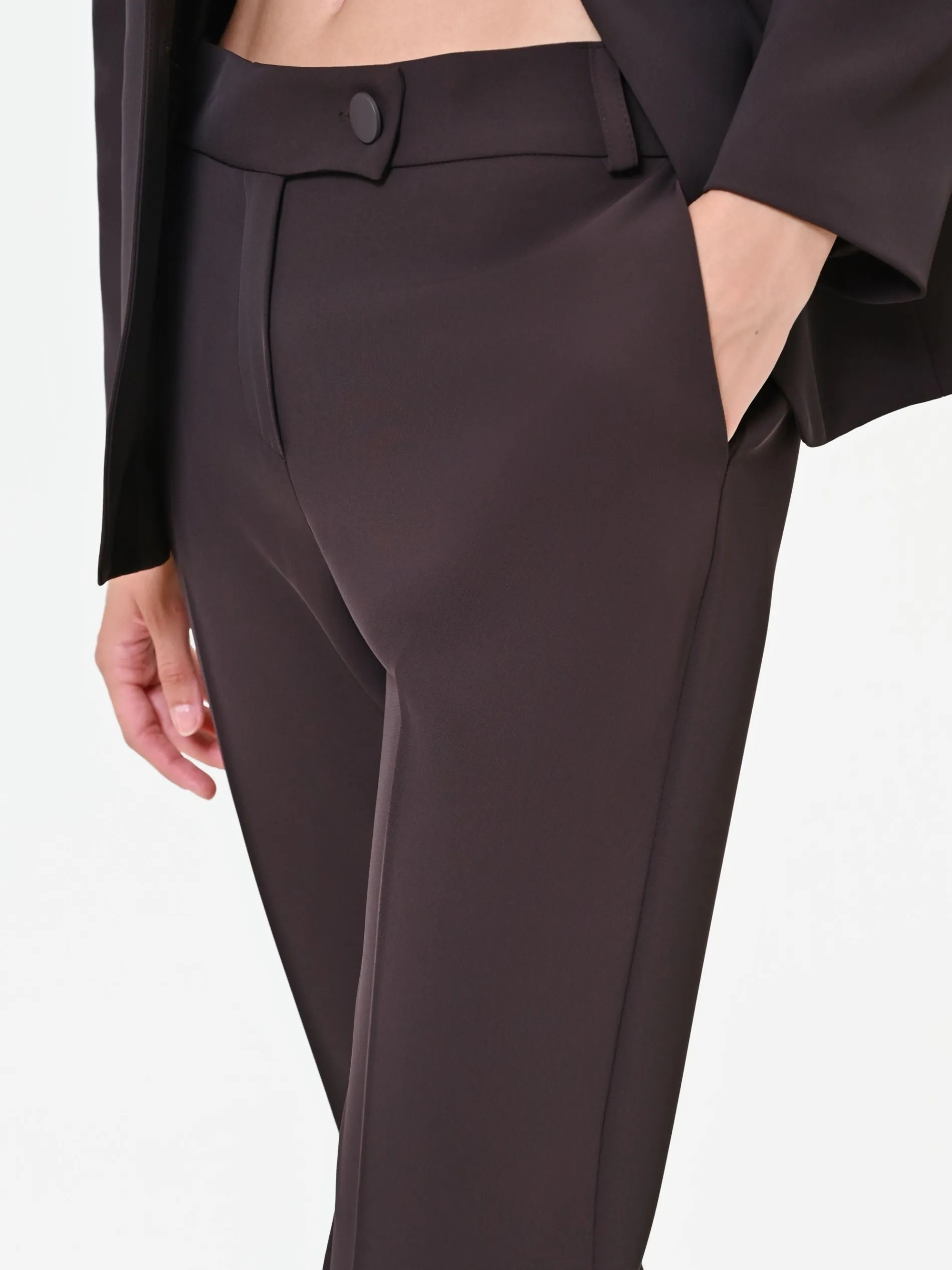 PANTALONE MARRONE MORO CON PIEGA STIRATA