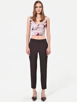 PANTALONE MARRONE MORO CON PIEGA STIRATA