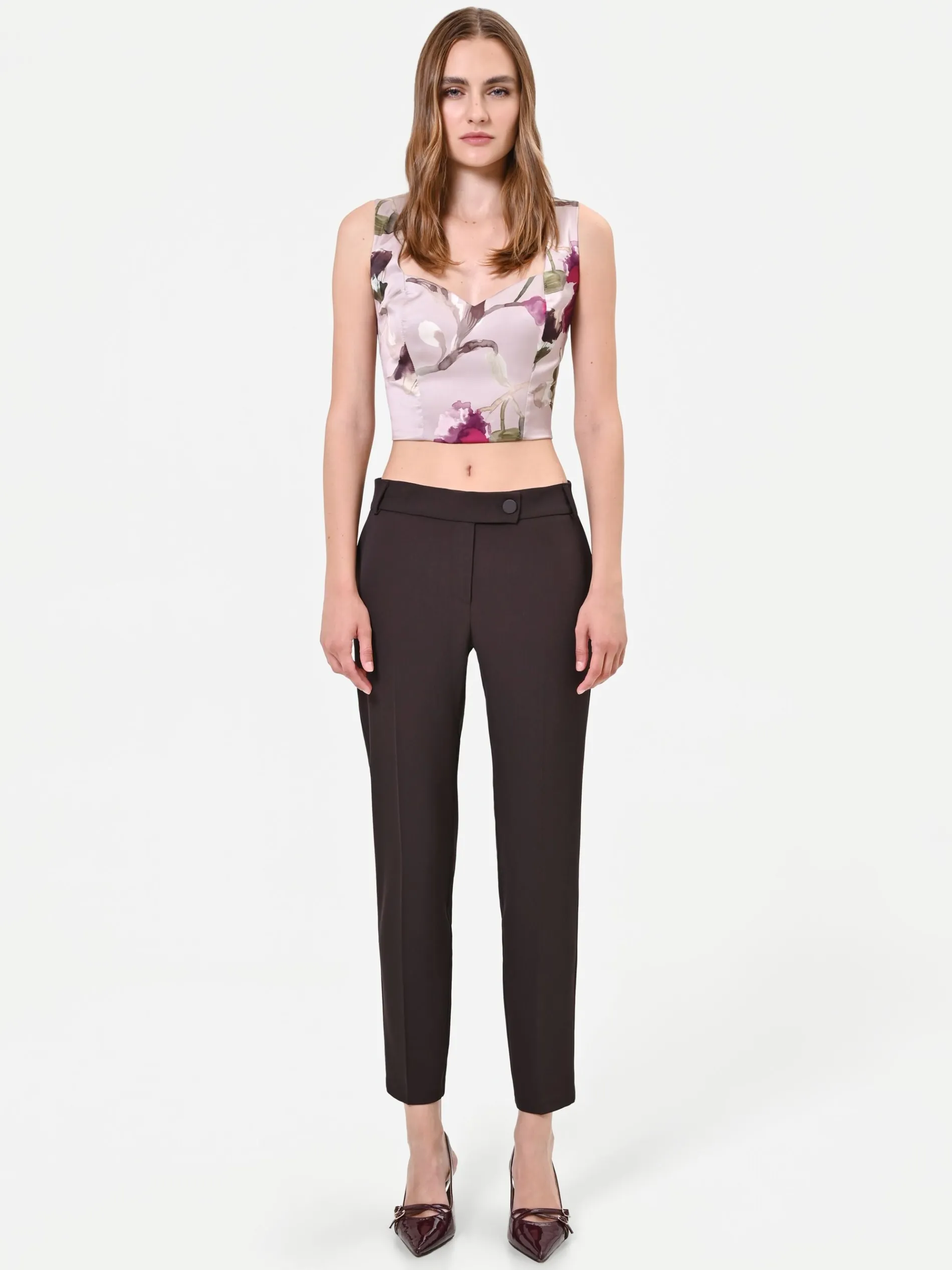 PANTALONE MARRONE MORO CON PIEGA STIRATA
